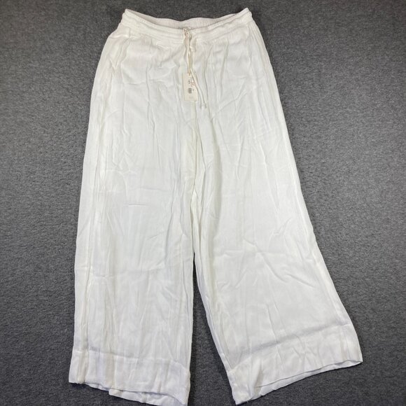 NWT Z Supply Wide Leg Drawstring Pants Womens Large L Cream Flowy Beachy - Picture 1 of 12